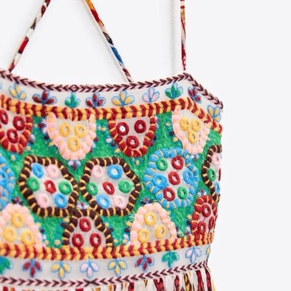 EUC ZARA STRAPY EMBELLISHED FLIRTY MINI DRESS, size small - Picture 3 of 9